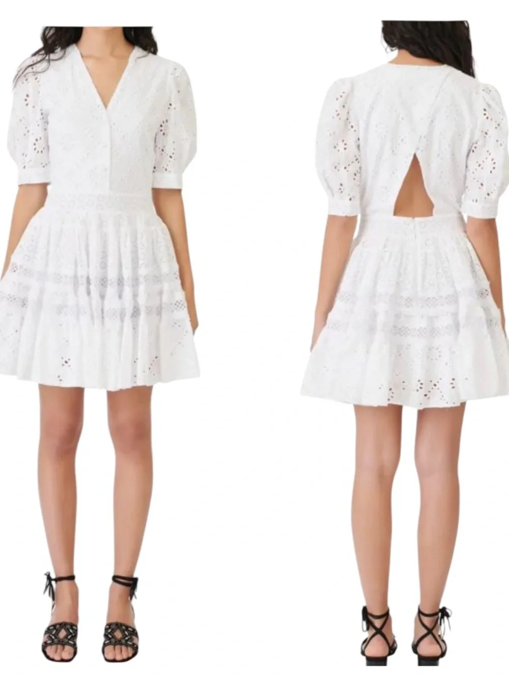 Maje Rayanette Guipure Skater Dress 36 White - Picture 1 of 16